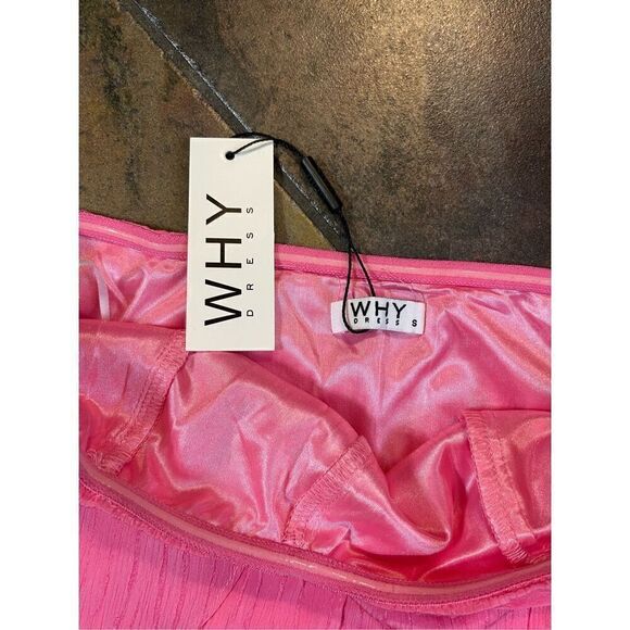 NWT Why Dress Pink Layered Off The Shoulder Crop Top Small - Picture 9 of 10